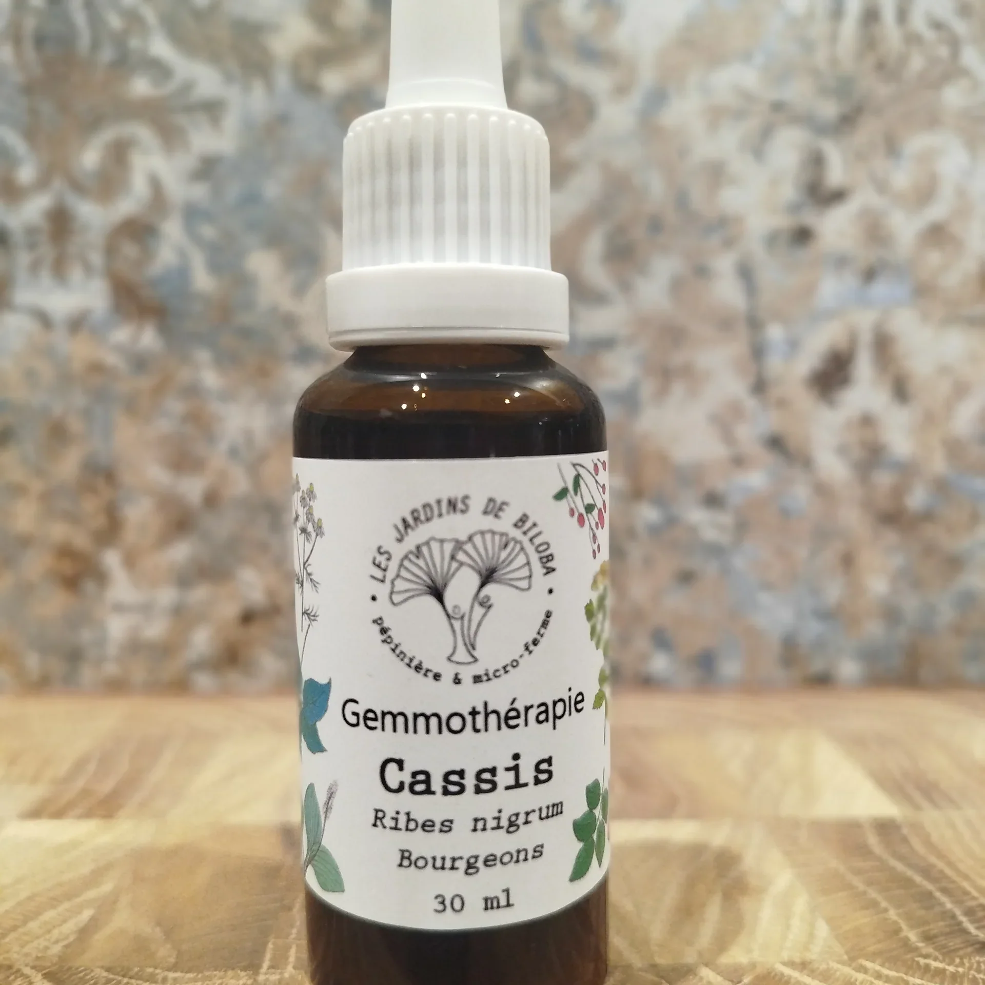 Fiole de gemmothérapie de cassis des Jardins de Biloba